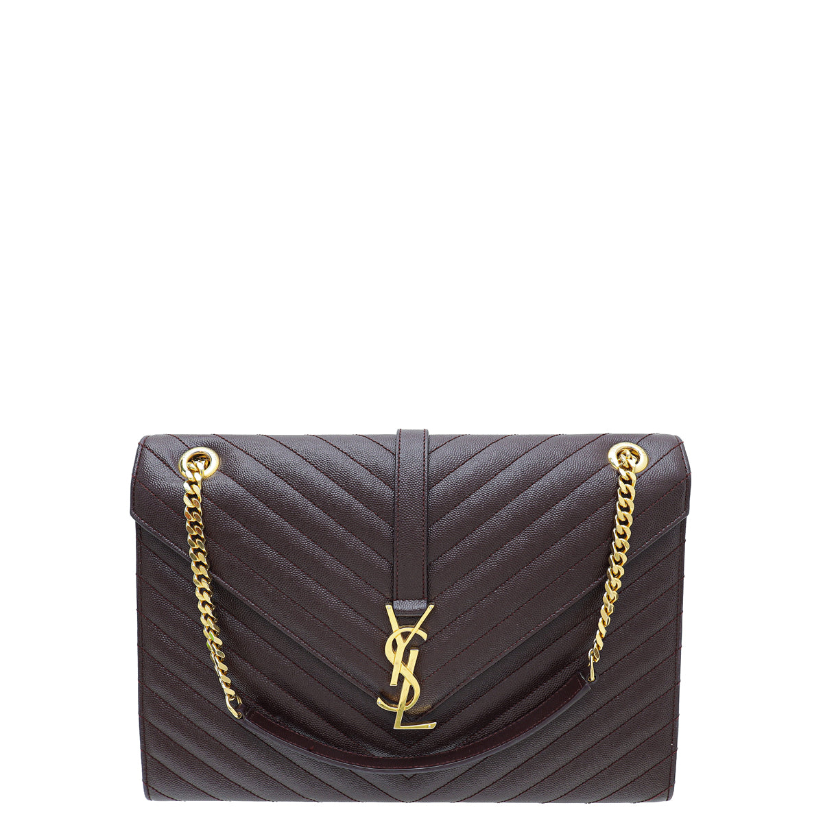 YSL Burgundy Monogram Satchel Large Bag