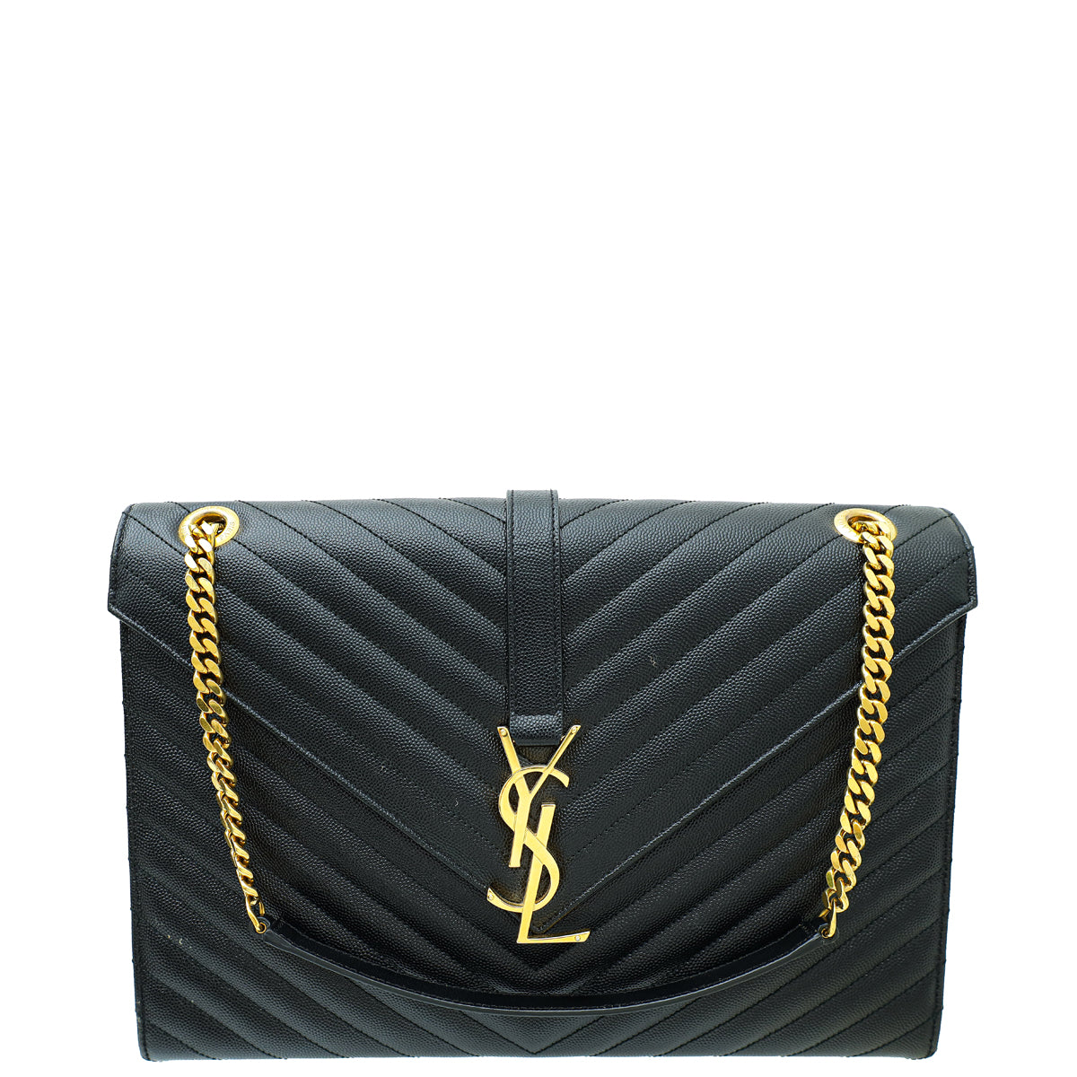 YSL Black Monogram Chevron Large Satchel Bag