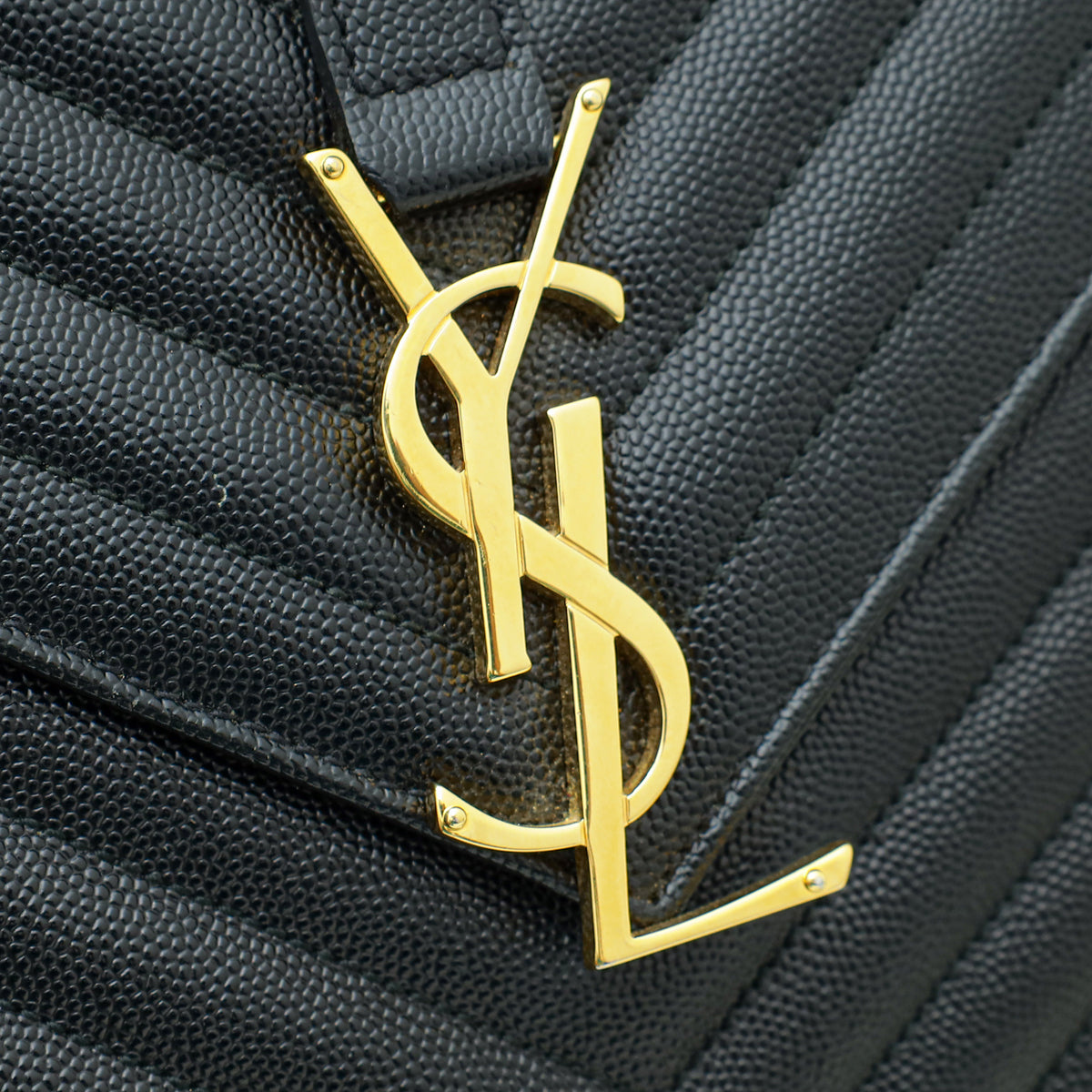 YSL Black Monogram Chevron Large Satchel Bag