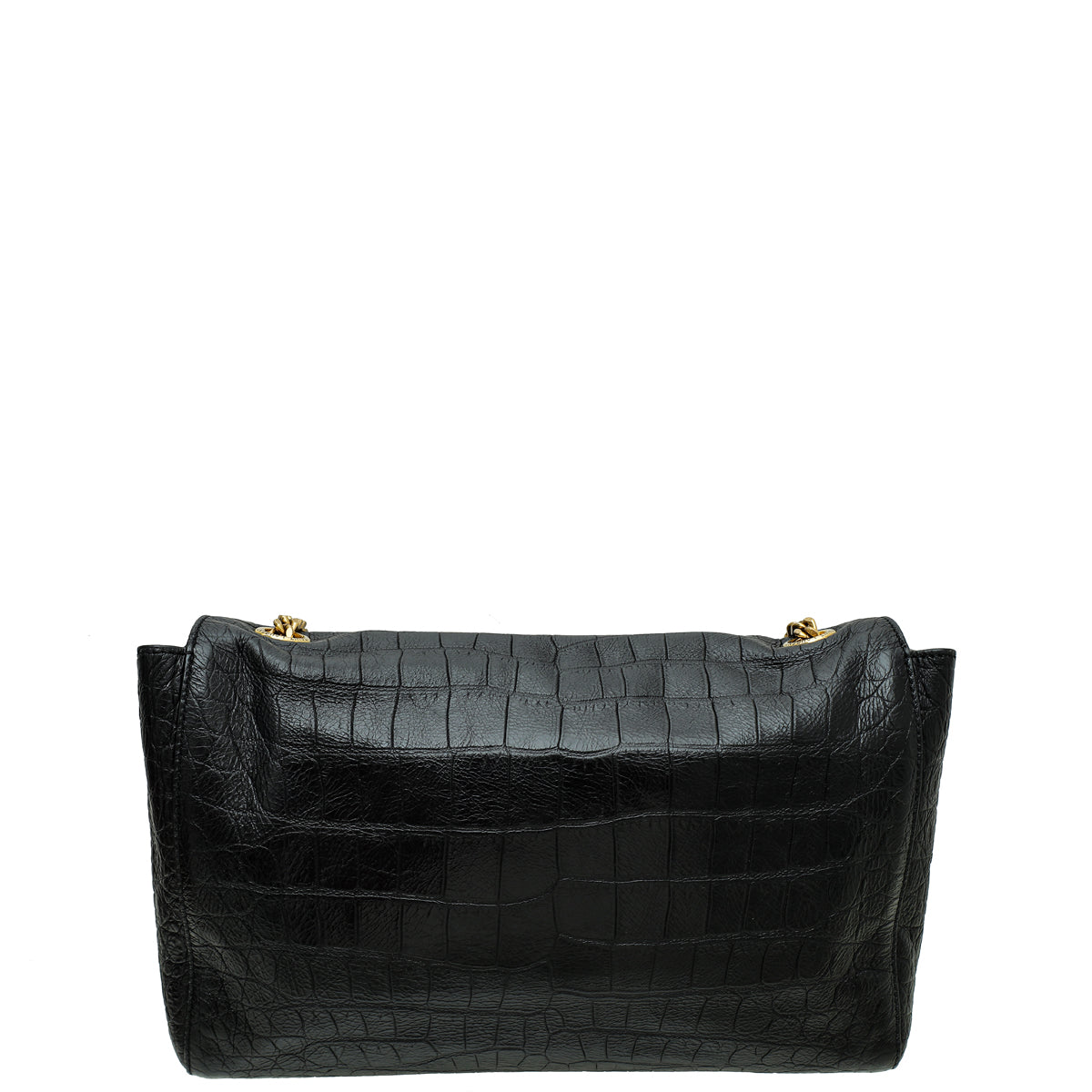 YSL Black Croco Embossed Reversible Kate Medium Chain Bag