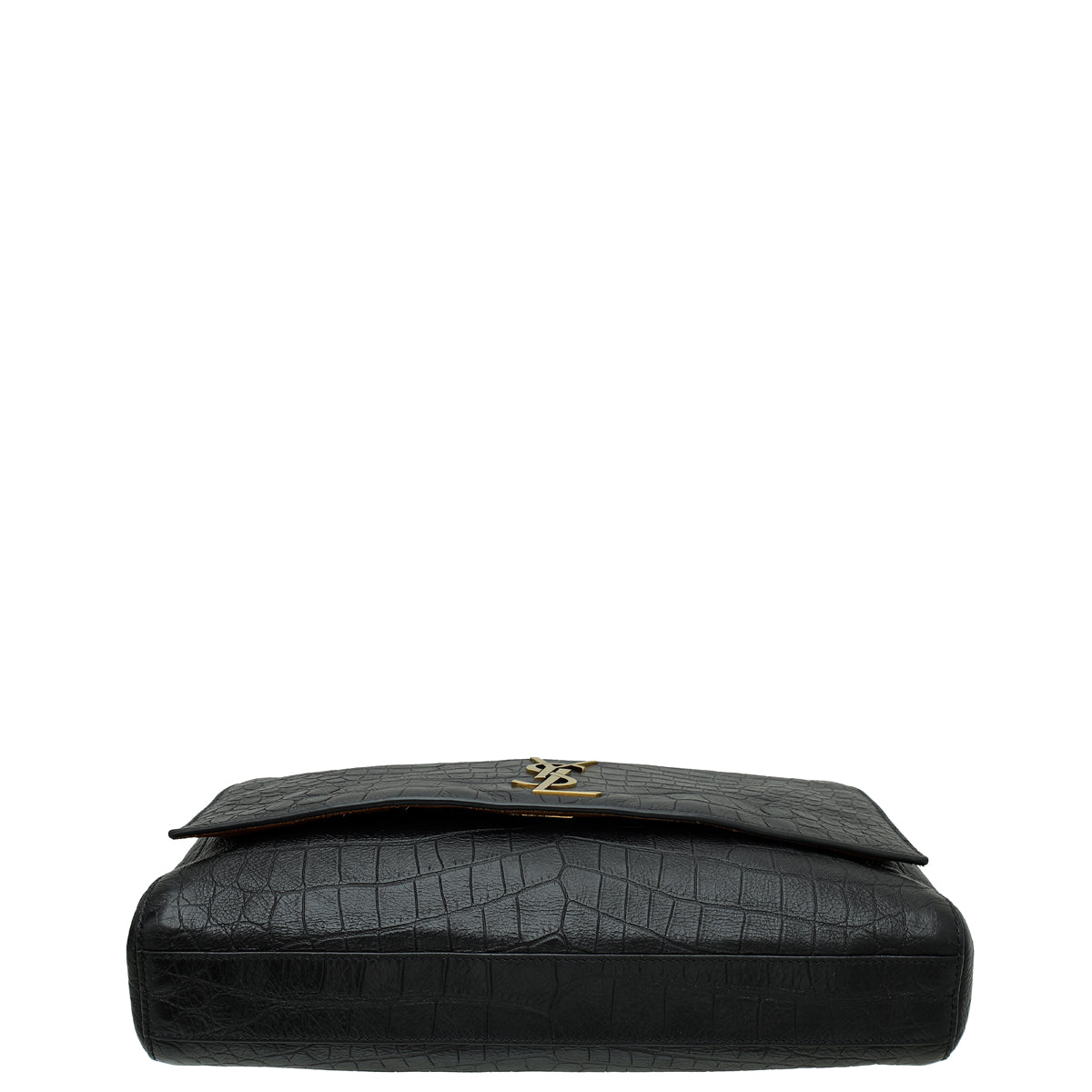 YSL Black Croco Embossed Reversible Kate Medium Chain Bag