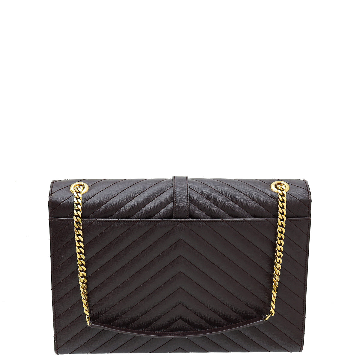 YSL Burgundy Monogram Chevron Satchel Large Bag