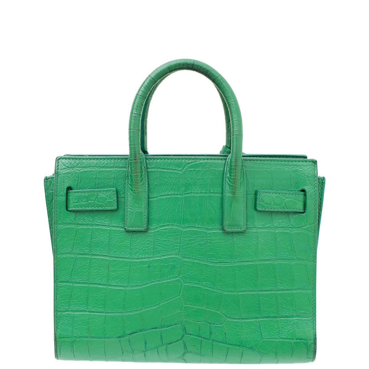 YSL Green Croco Embossed Sac De Jour Nano Bag