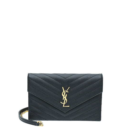 YSL Beige Cassandre Envelope Chain Wallet