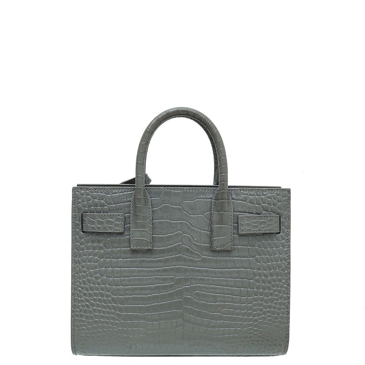 YSL Grey Croco Embossed Sac De Jour Nano Bag