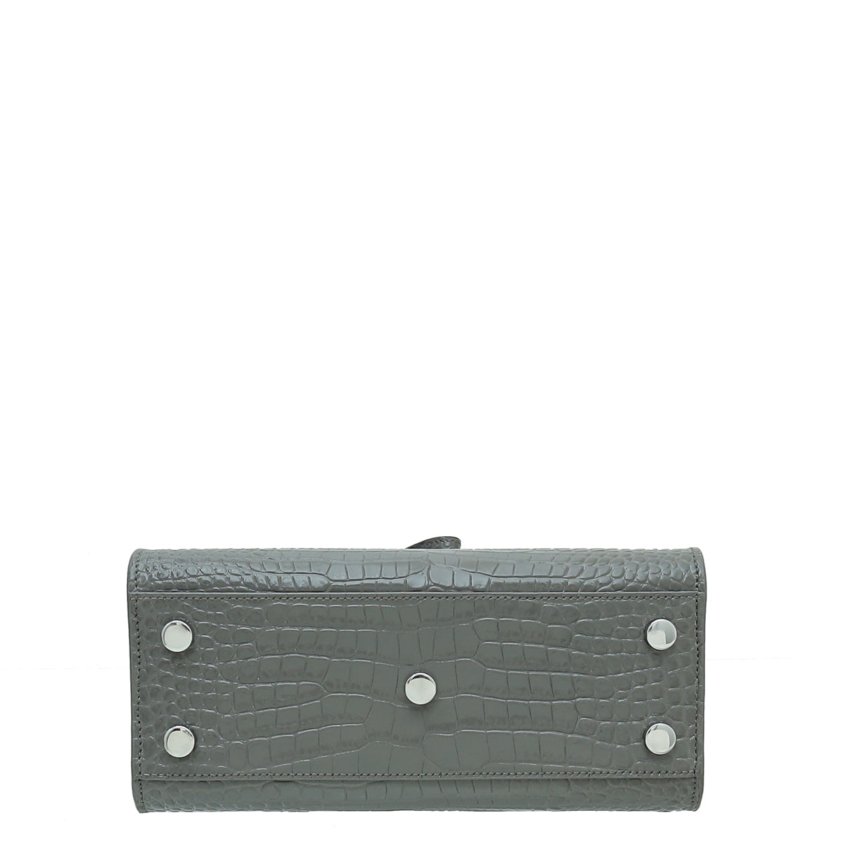 YSL Grey Croco Embossed Sac De Jour Nano Bag