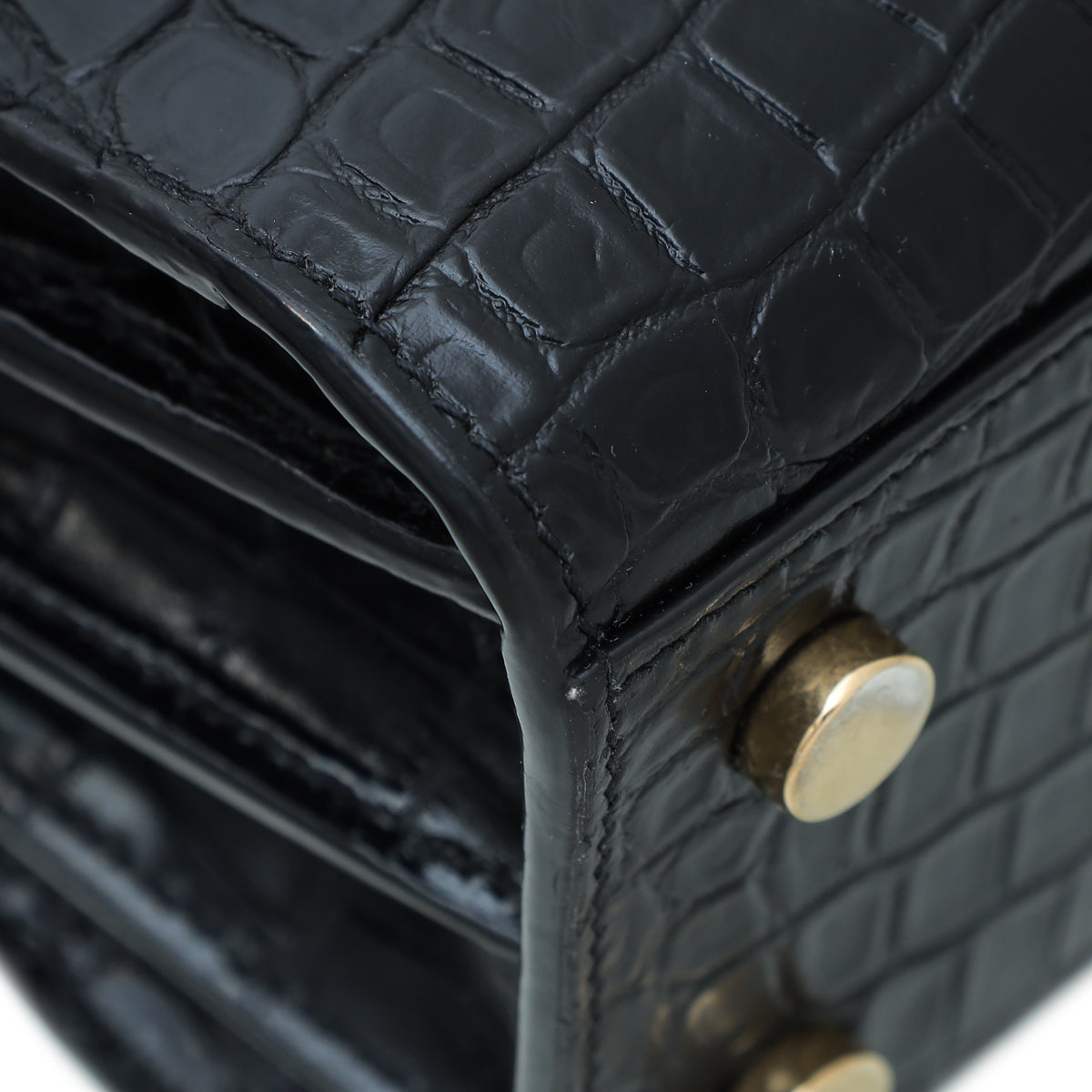 YSL Black Croc Embossed Nano Sac De Jour Bag