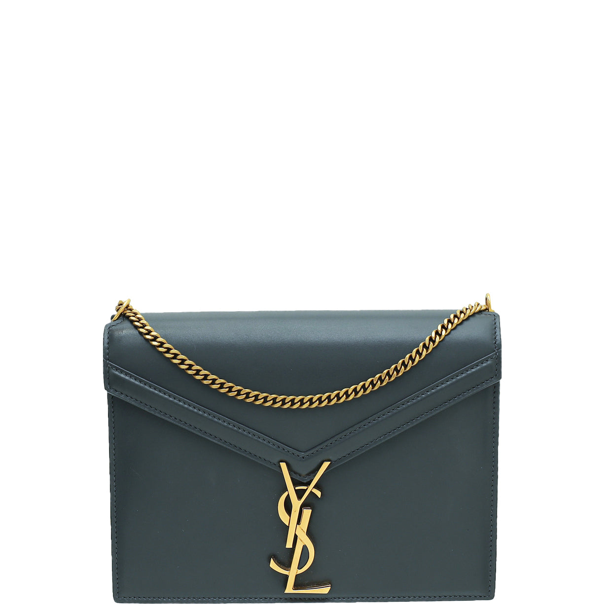 YSL Dark Gray Cassandra Flap Chain Medium Bag