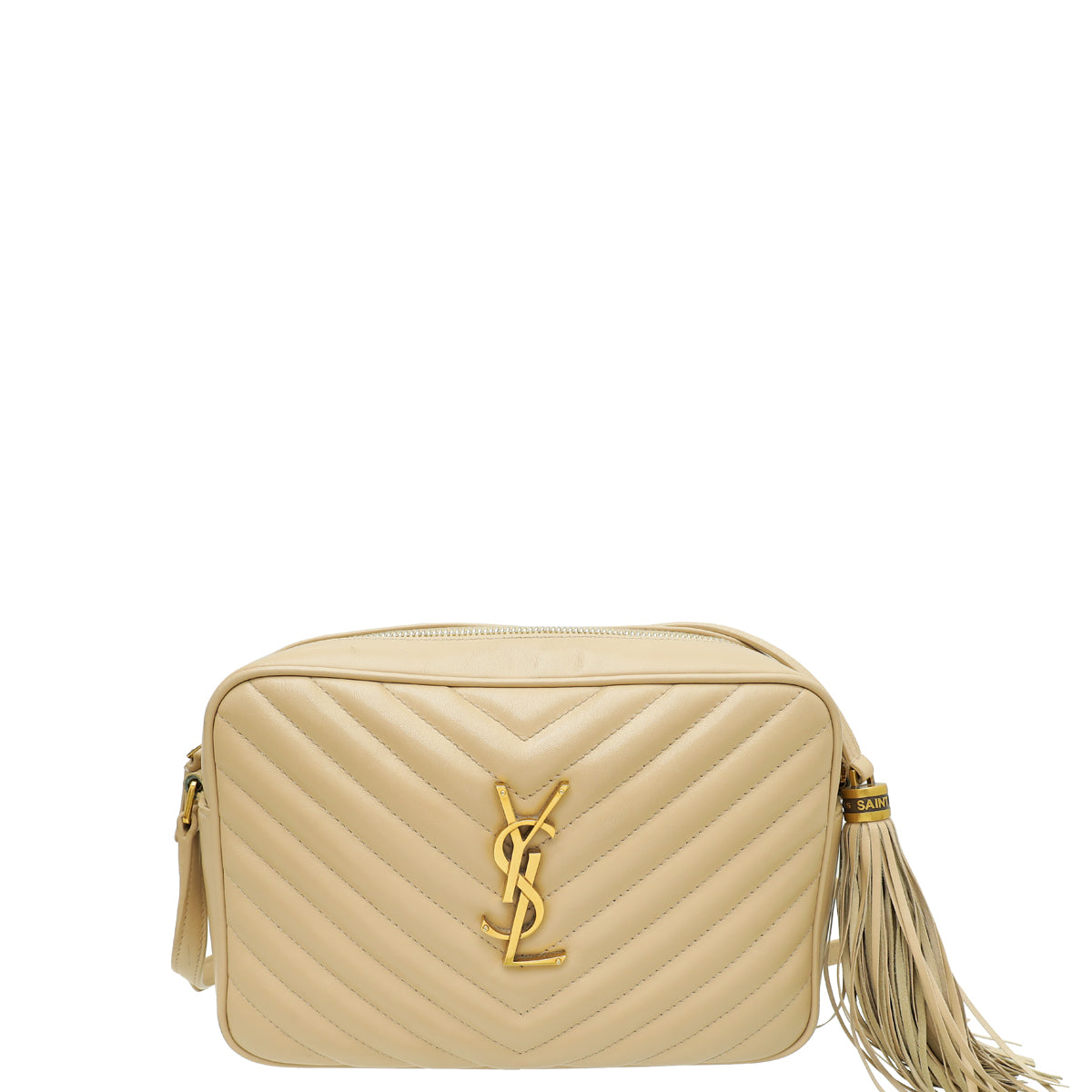 YSL Beige Monogram Lou Tassel Camera Bag