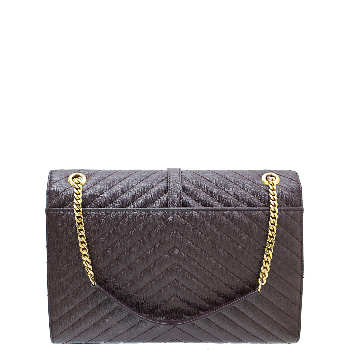 YSL Burgundy Monogram Chevron Satchel Large Bag