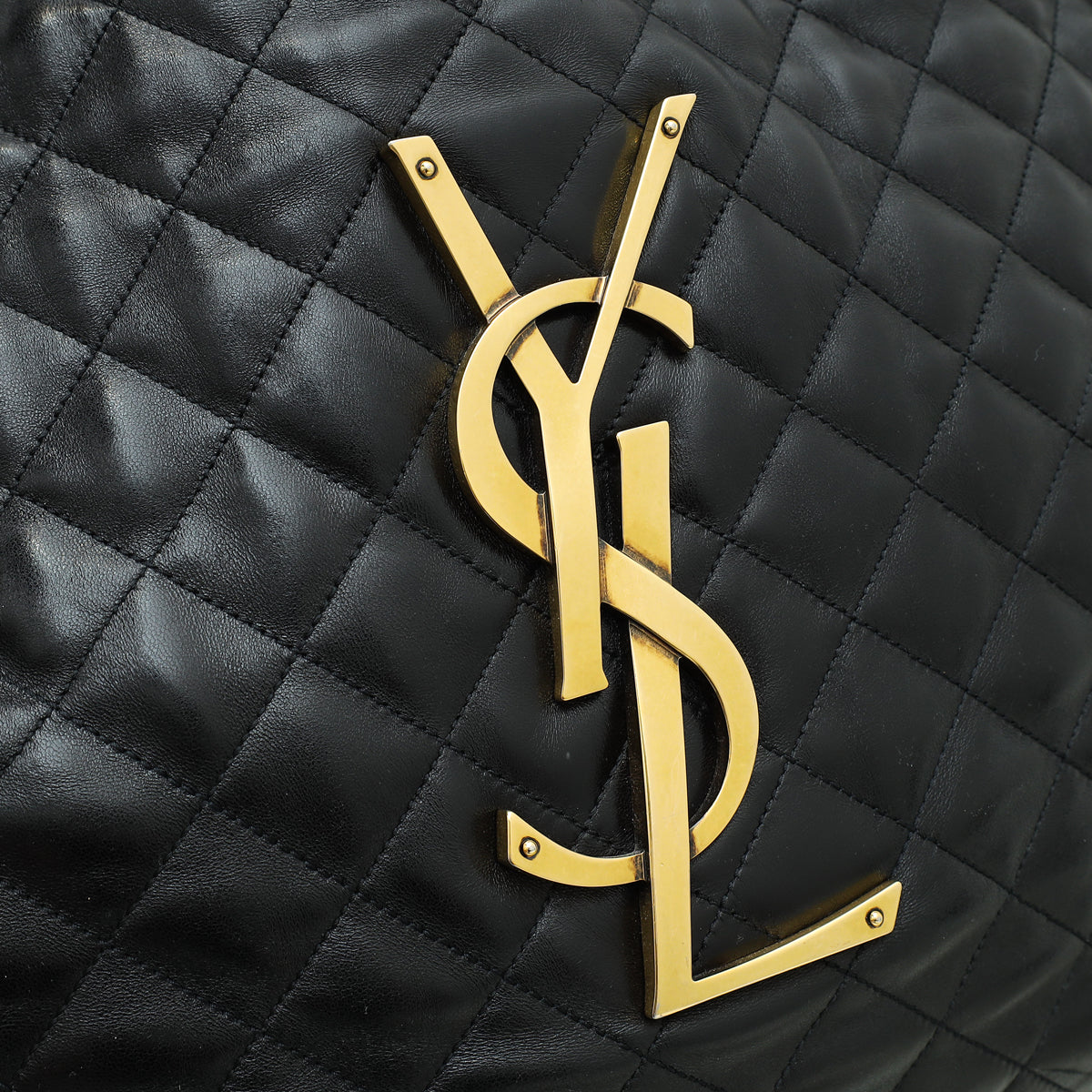 YSL Black Quilted ICARE Maxi Shopping Tote Bag