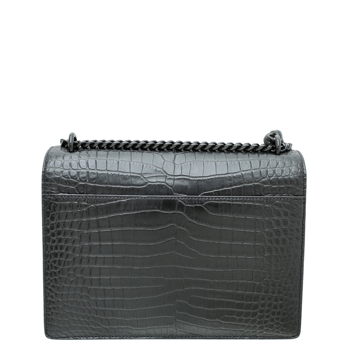 YSL So Black Croco Embossed Sunset Medium Bag