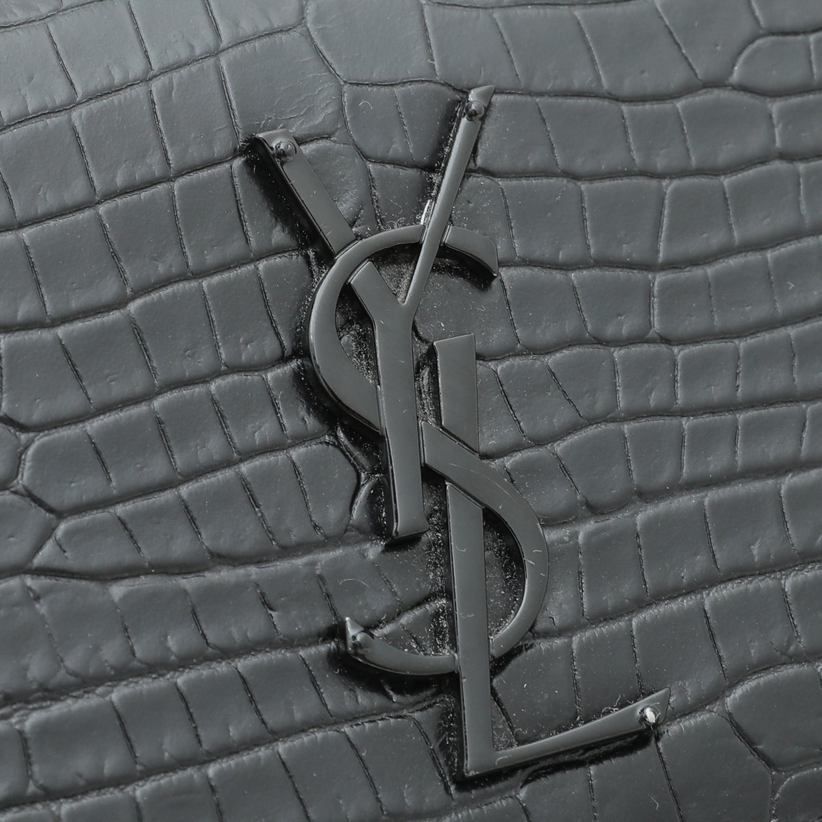 YSL So Black Croco Embossed Sunset Medium Bag