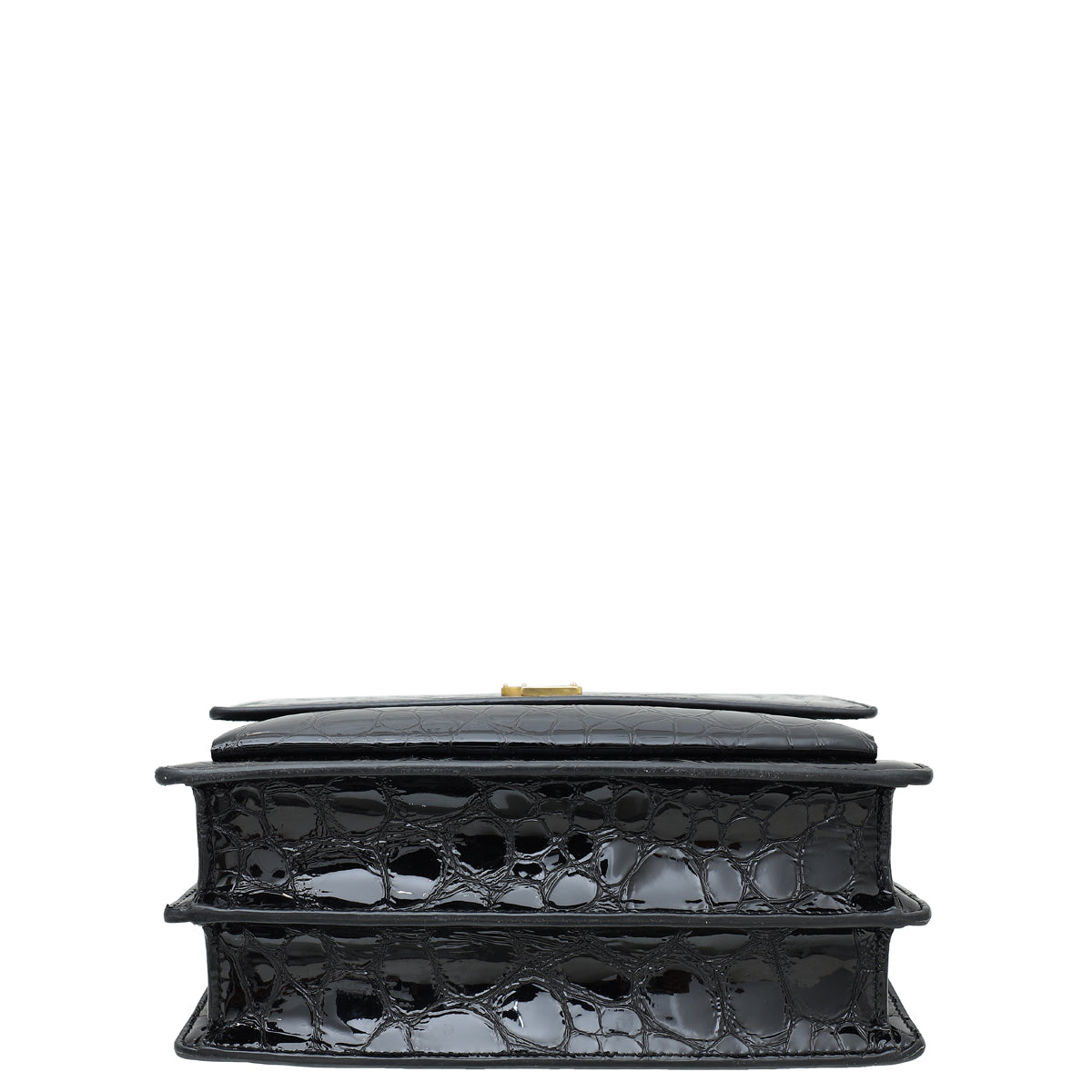 YSL Black Croco Embossed Sunset Medium Bag