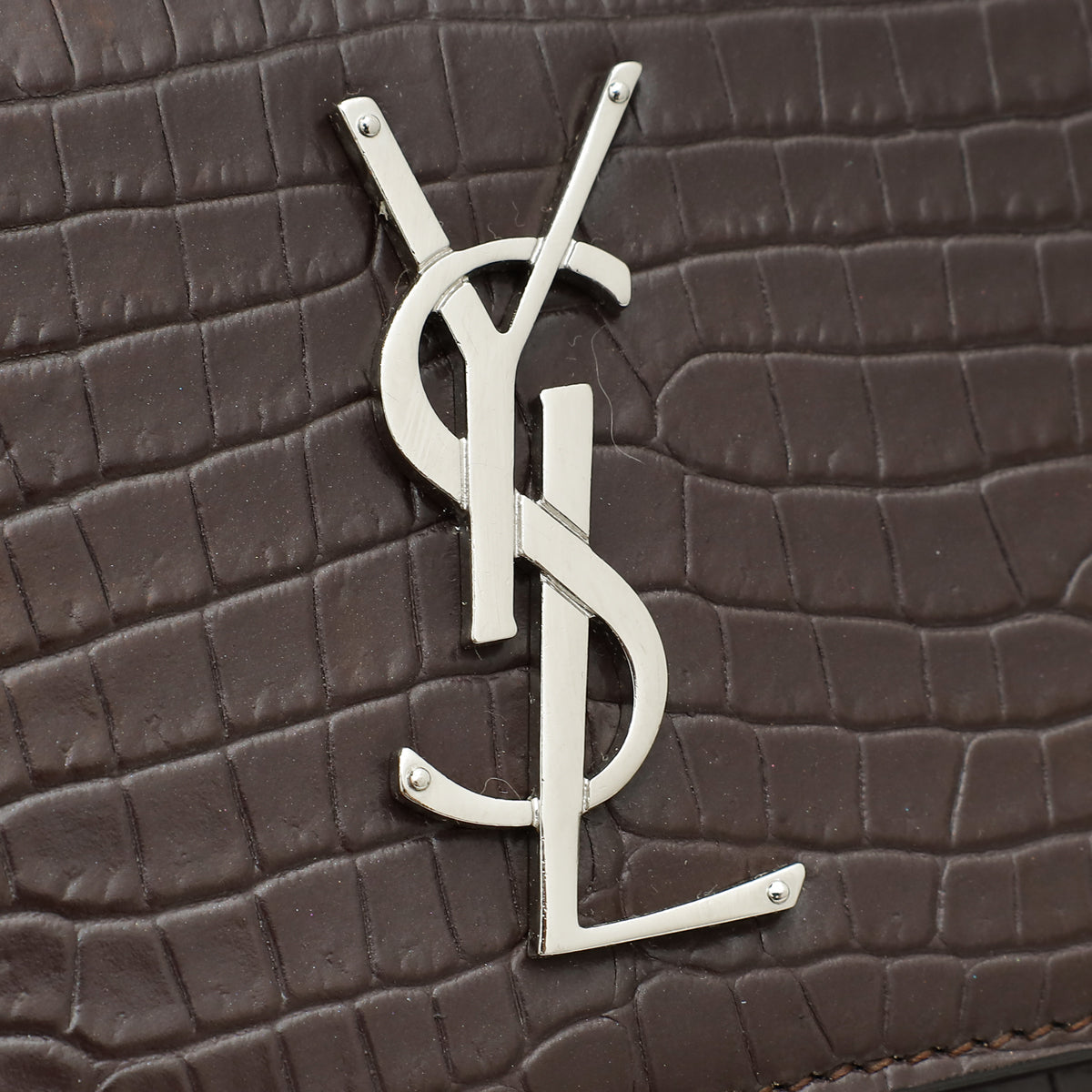 YSL Chocolate Sunset Croco Embossed Medium Bag