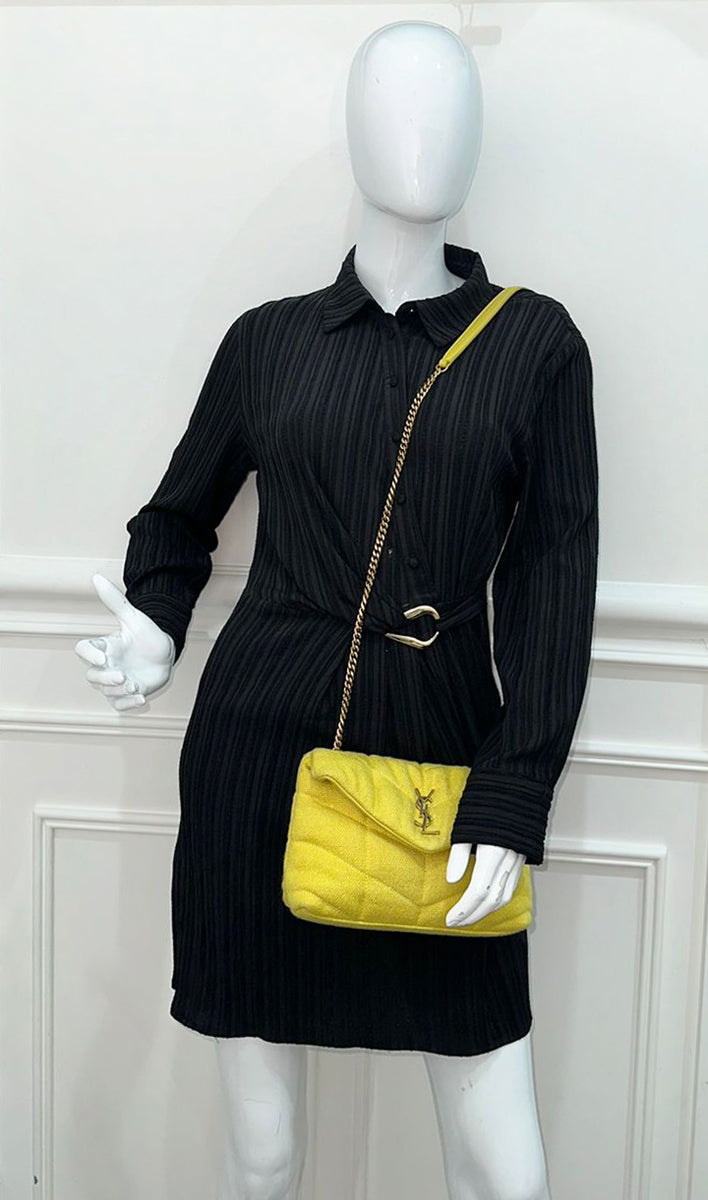 YSL Yellow Puffer Toy Fabric Shoulder Bag