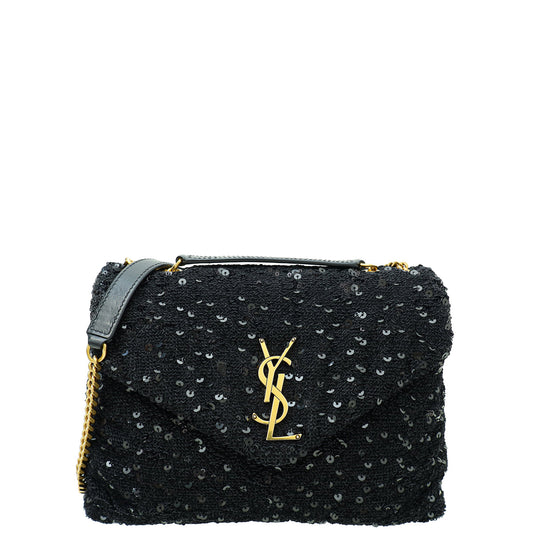 YSL Black Sequins Loulou Small Shoulder Bag