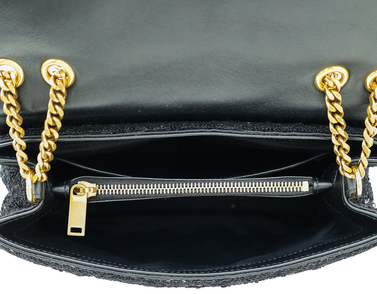 YSL Black Sequins Loulou Small Shoulder Bag