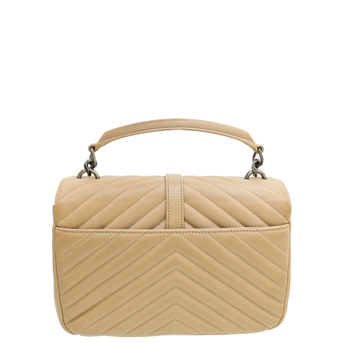 YSL Dark Beige College Chevron Medium Bag