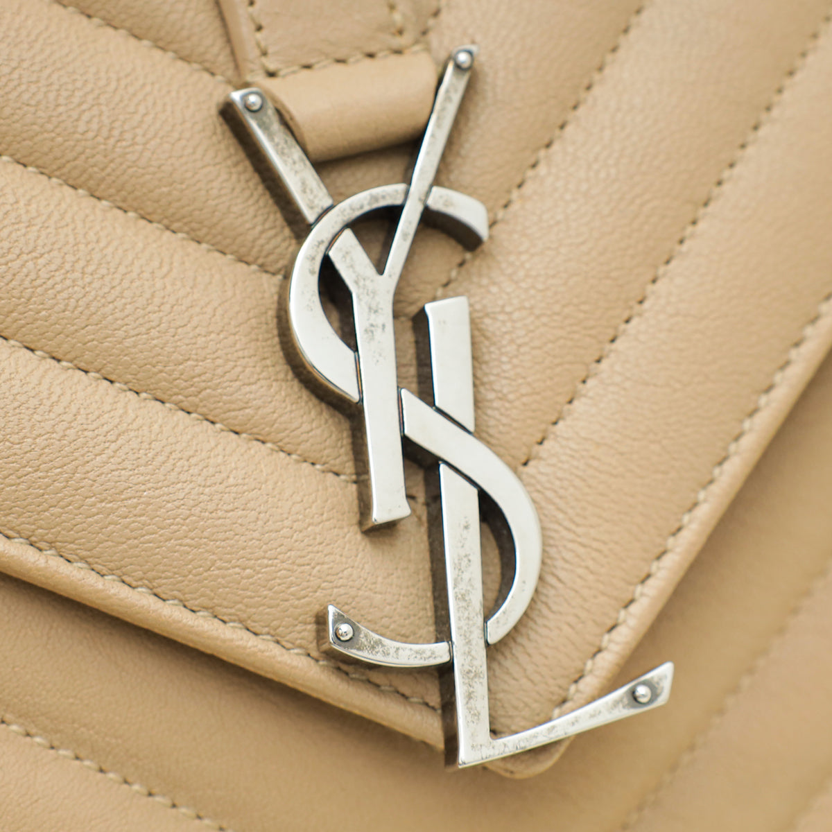 YSL Dark Beige College Chevron Medium Bag