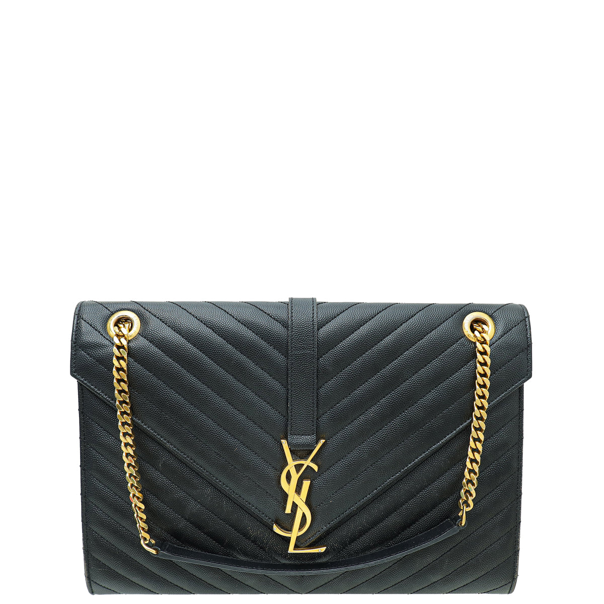 YSL Black Monogram Satchel Flap Large Bag