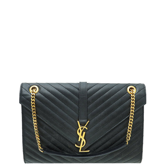 YSL Black Monogram Satchel Flap Large Bag