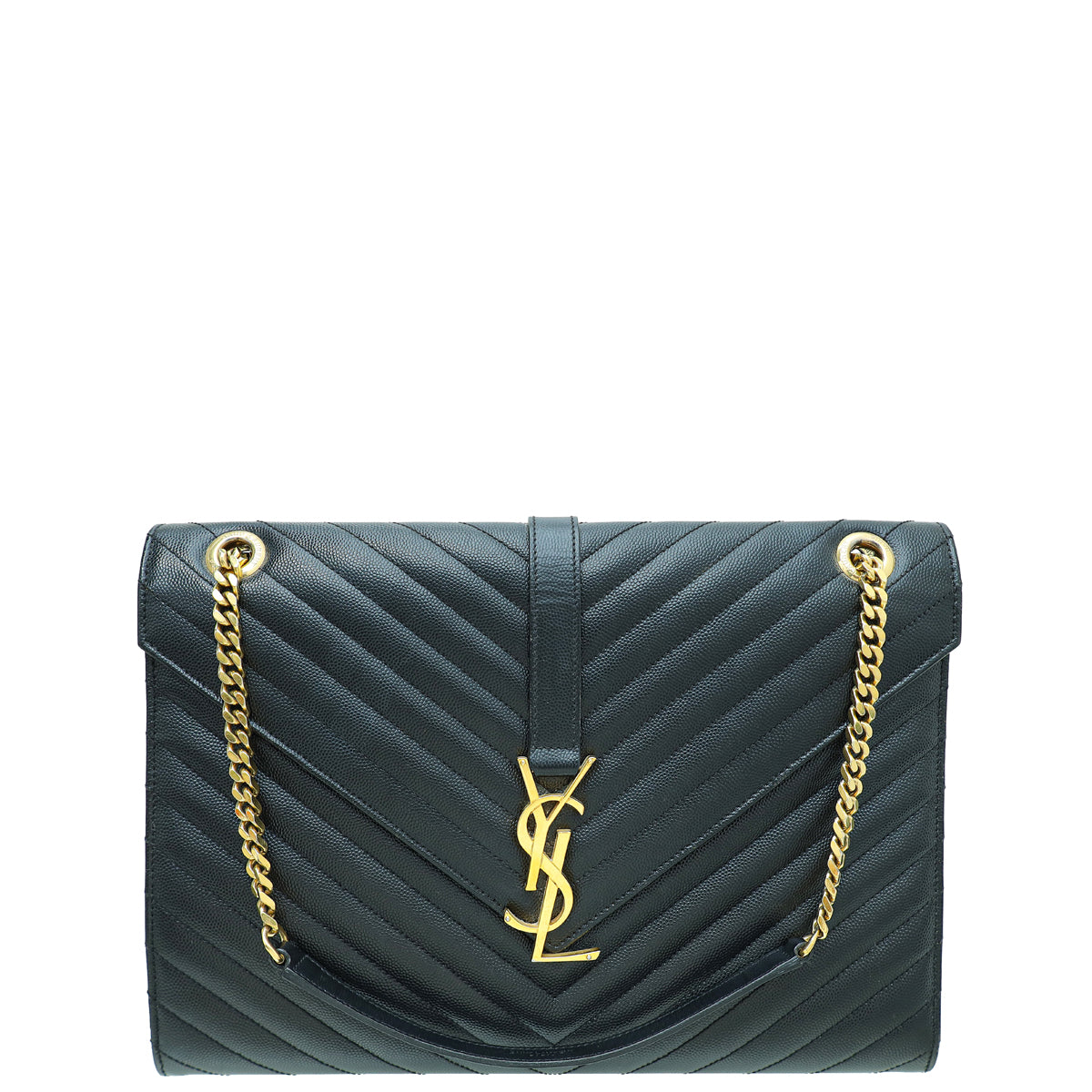 YSL Black Monogram Chevron Satchel Large Bag