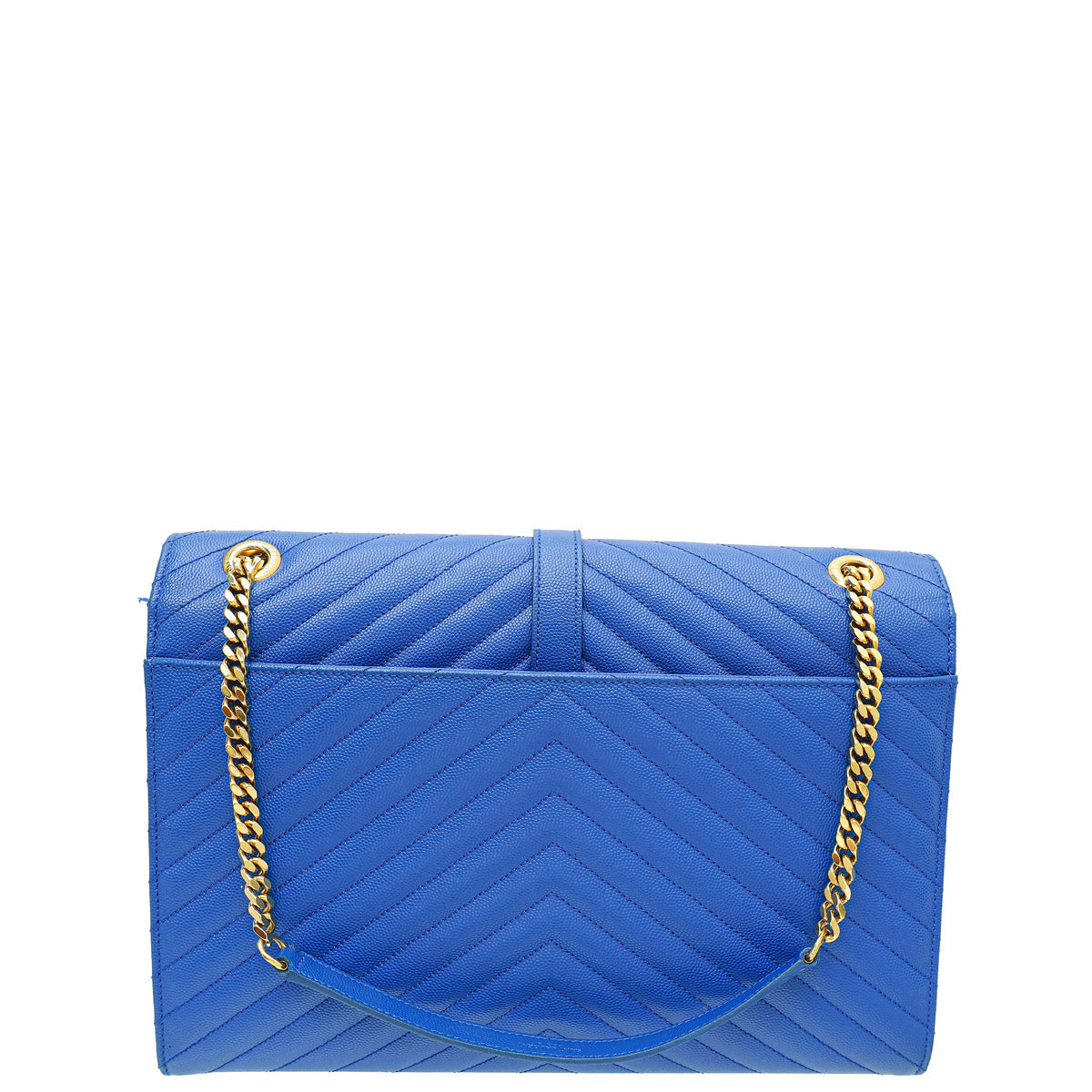 YSL Blue Monogram Chevron Satchel Large Bag