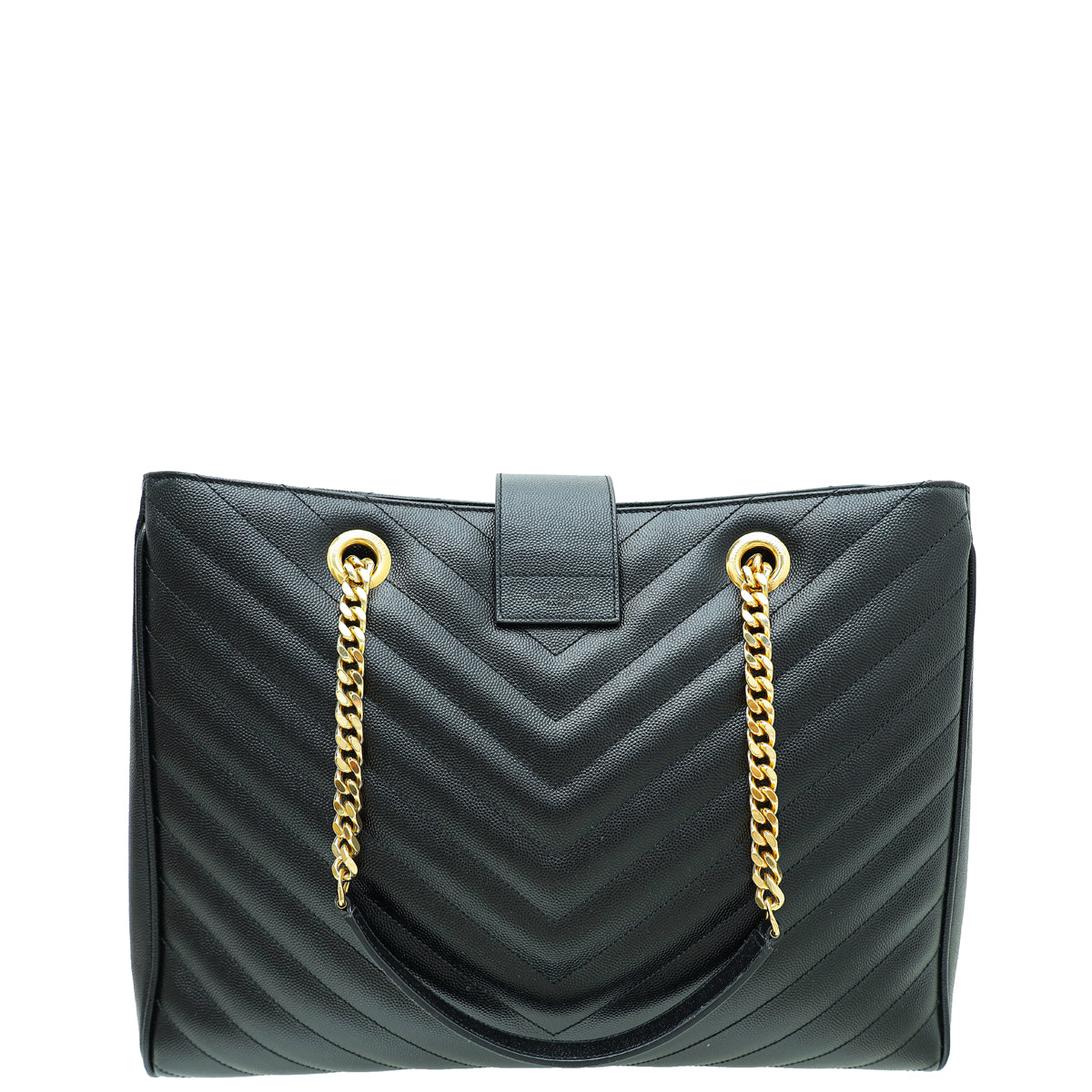 YSL Black Monogram Chevron Large Shopper Bag