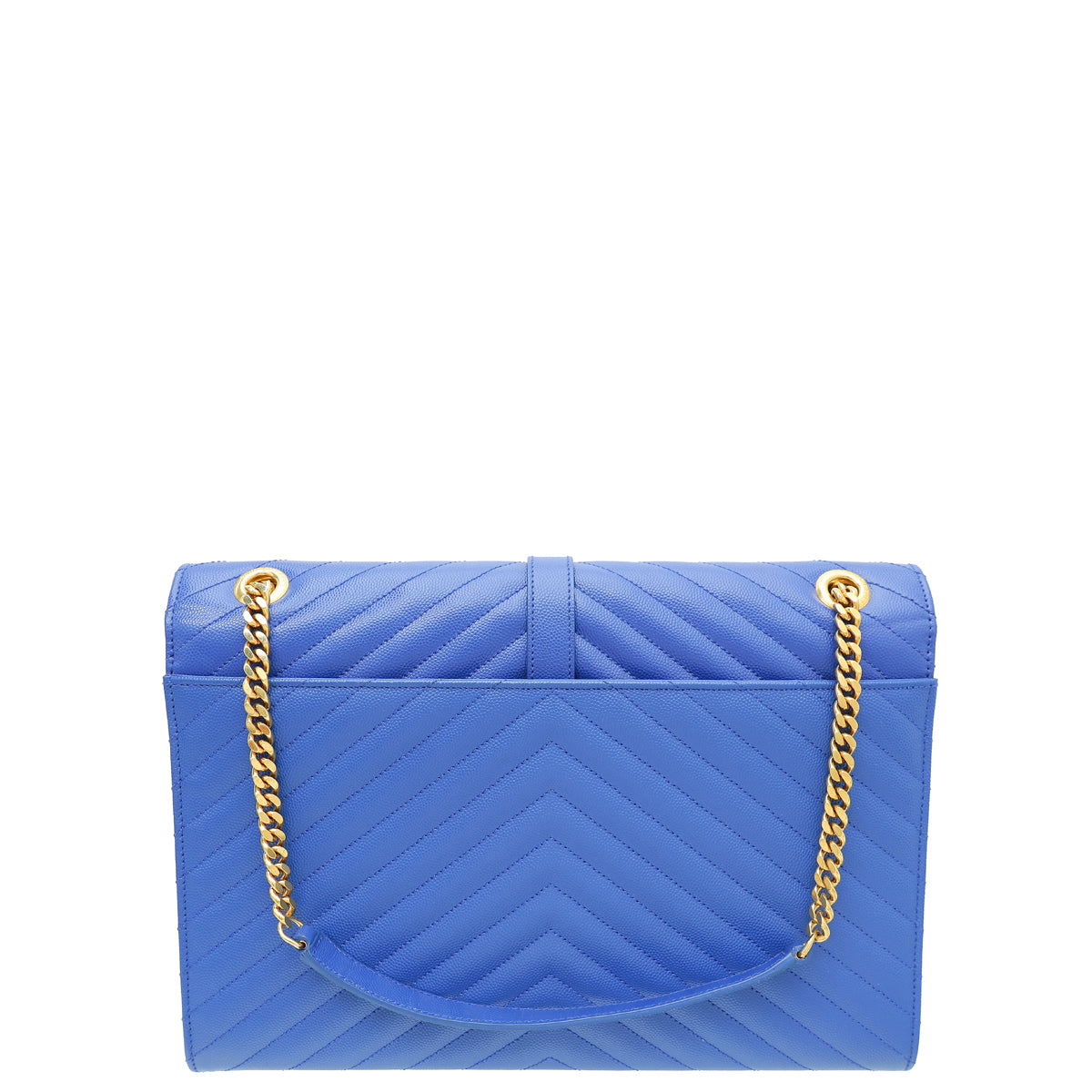 YSL Royal Blue Monogram Chevron Satchel Large Bag