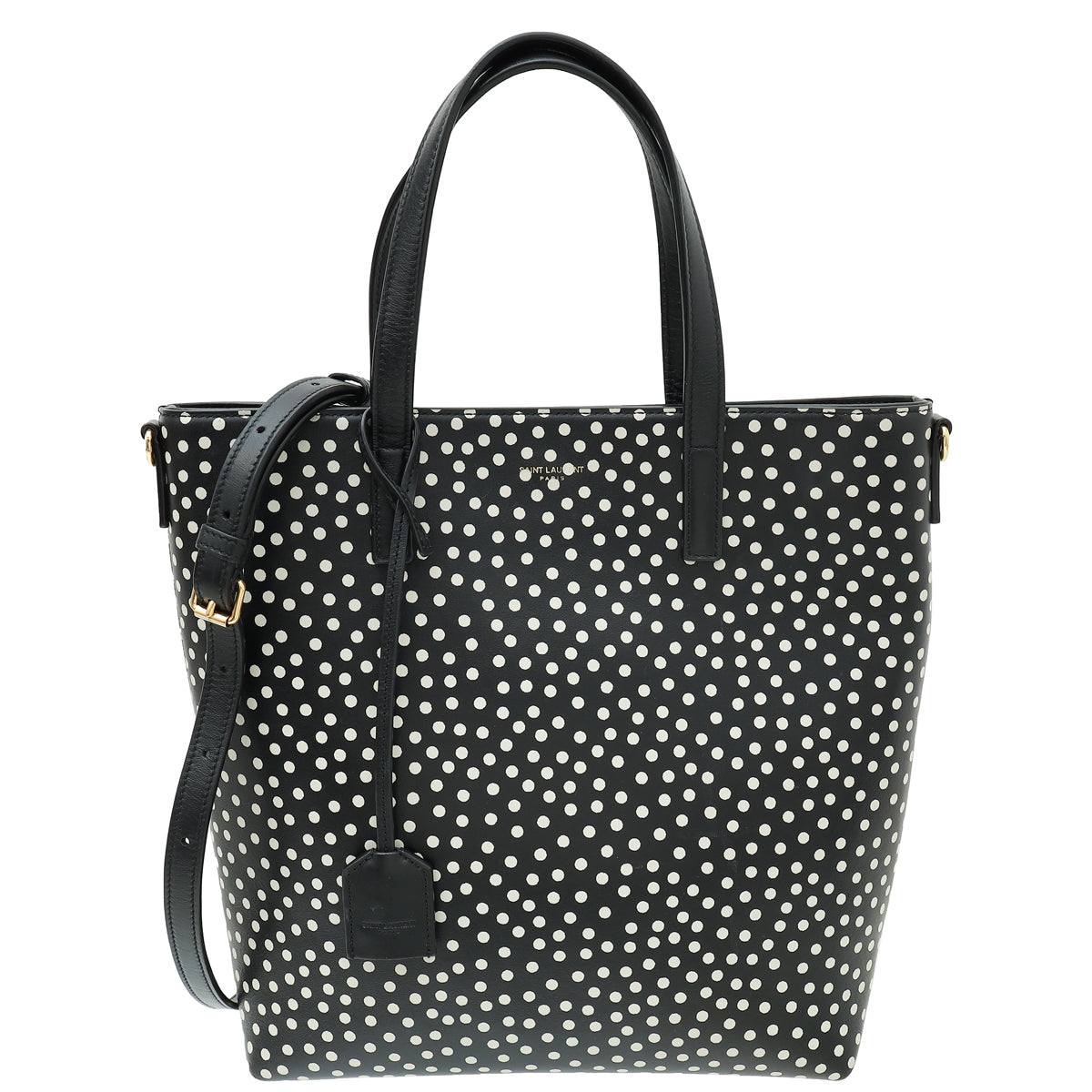 YSL Bicolor Polka Dot North South Toy Shopping Tote Bag