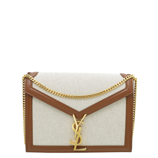 YSL Bicolor Cassandra Monogram Clasp Medium Flap Bag