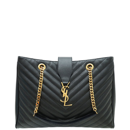 YSL Black Monogram Shopping Tote Large Bag