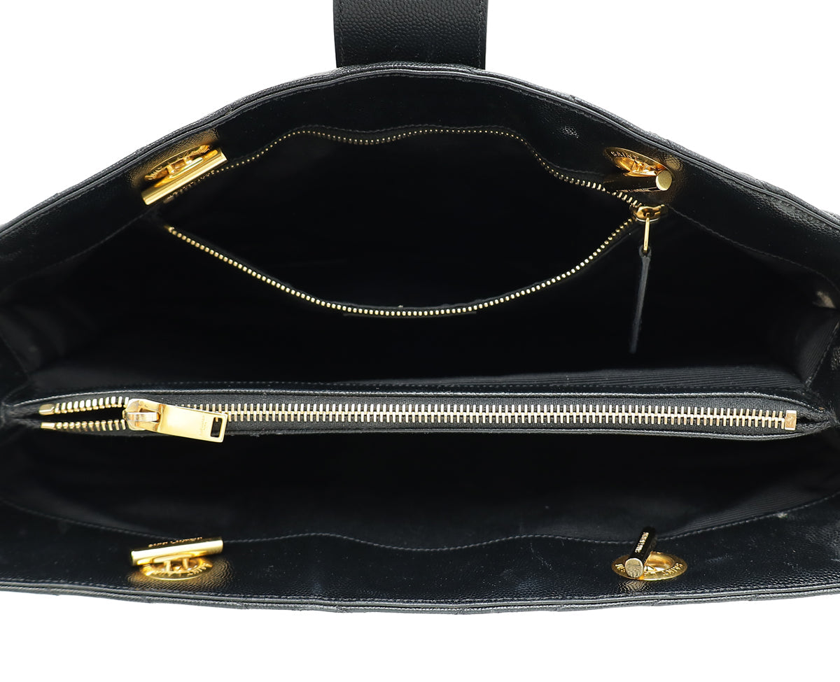 YSL Black Monogram Shopping Tote Large Bag