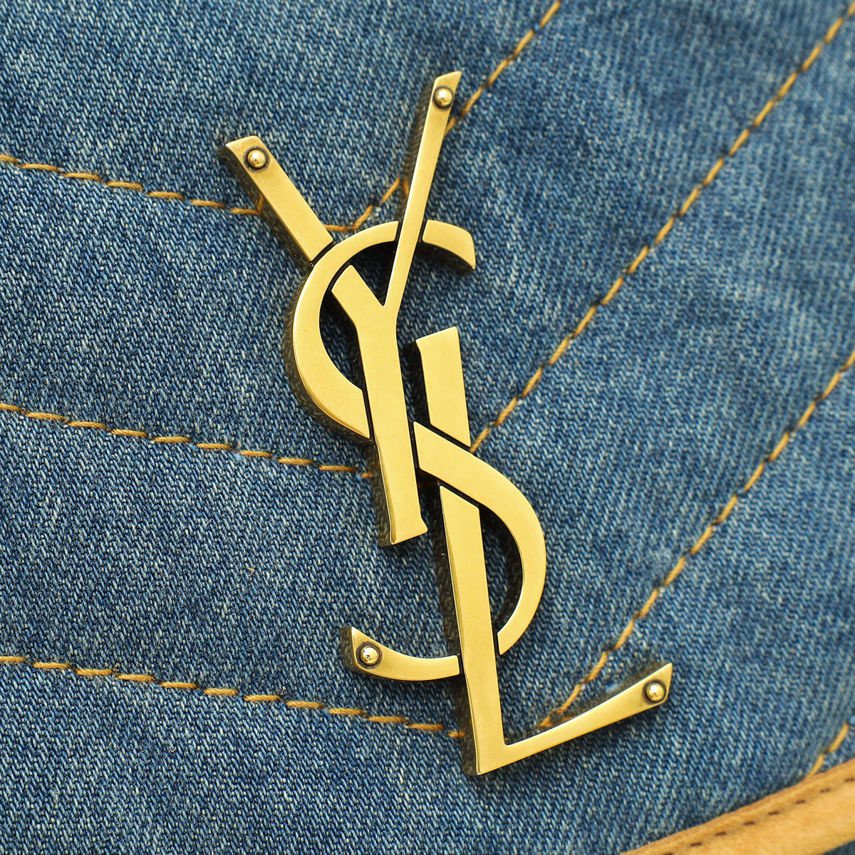 YSL Bicolor Denim Niki Medium Shoulder Bag