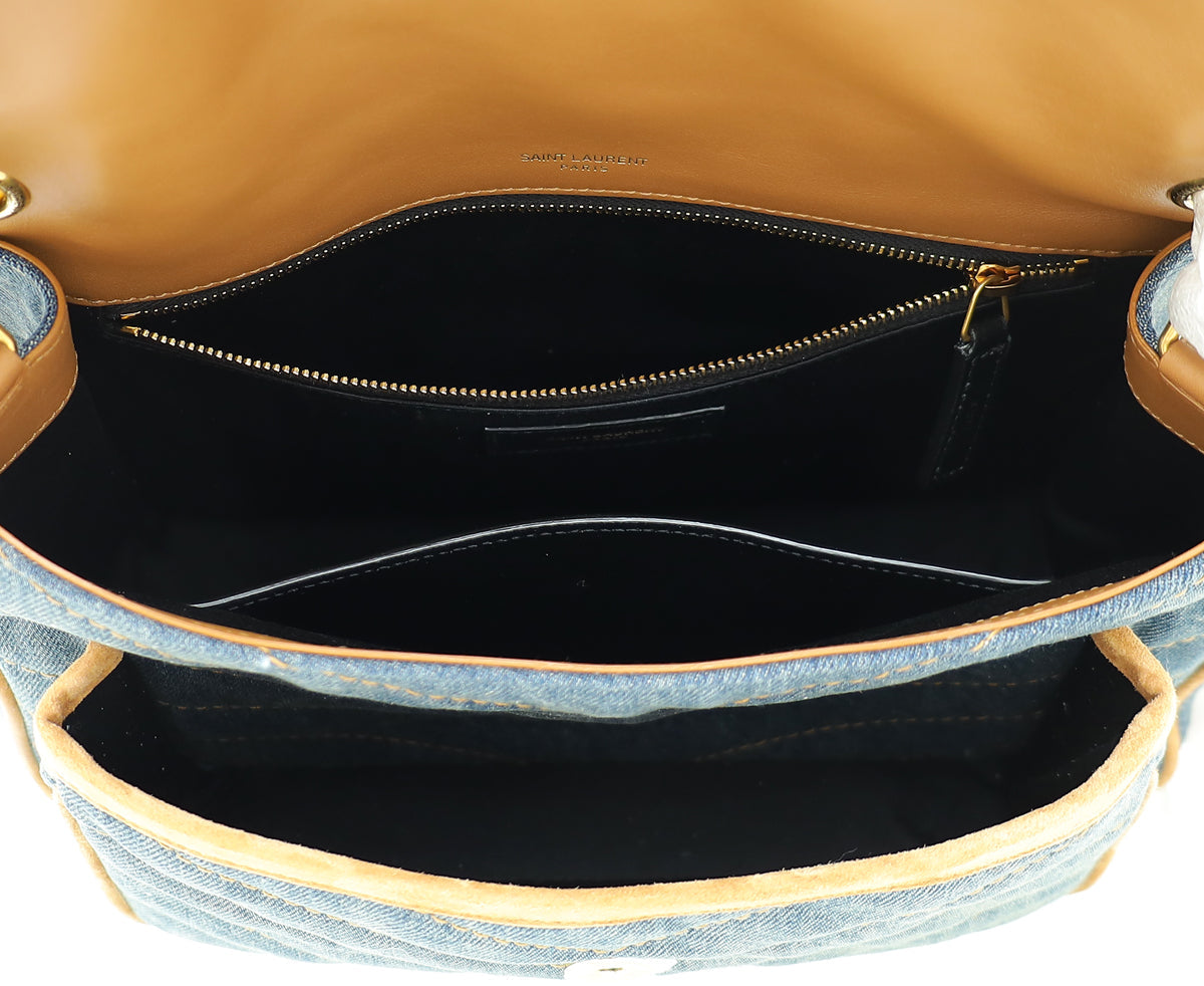 YSL Bicolor Denim Niki Medium Shoulder Bag