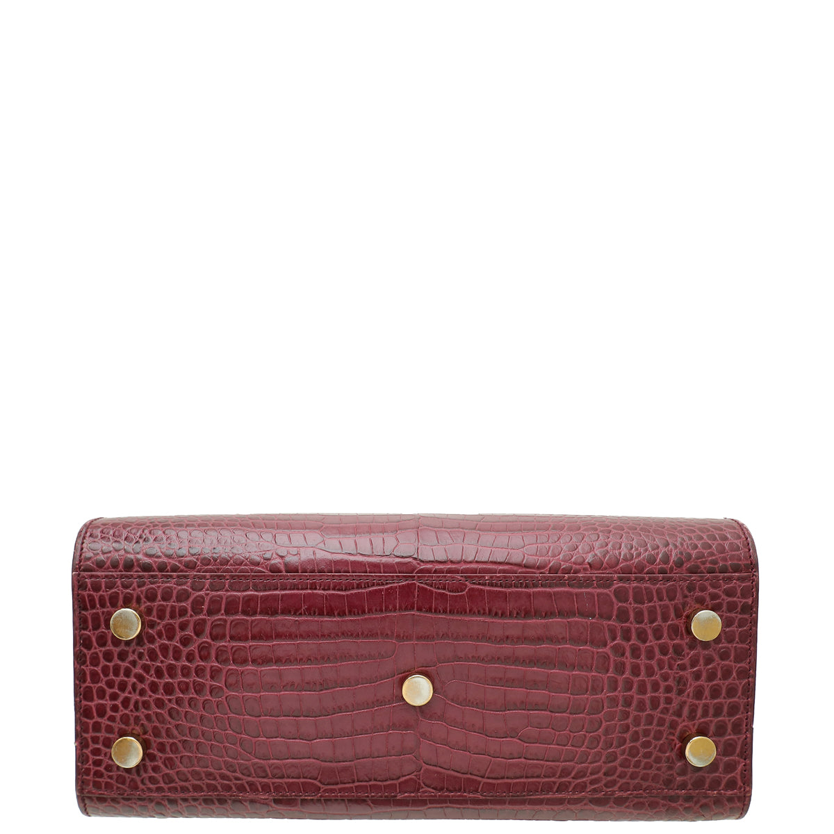 YSL Burgundy Croco Embossed Baby Sac de Jour Bag