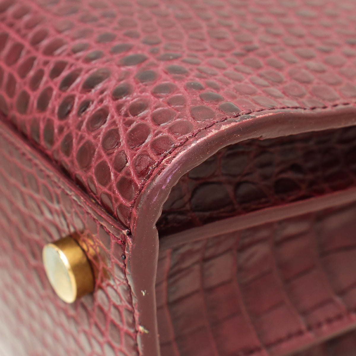 YSL Burgundy Croco Embossed Baby Sac de Jour Bag