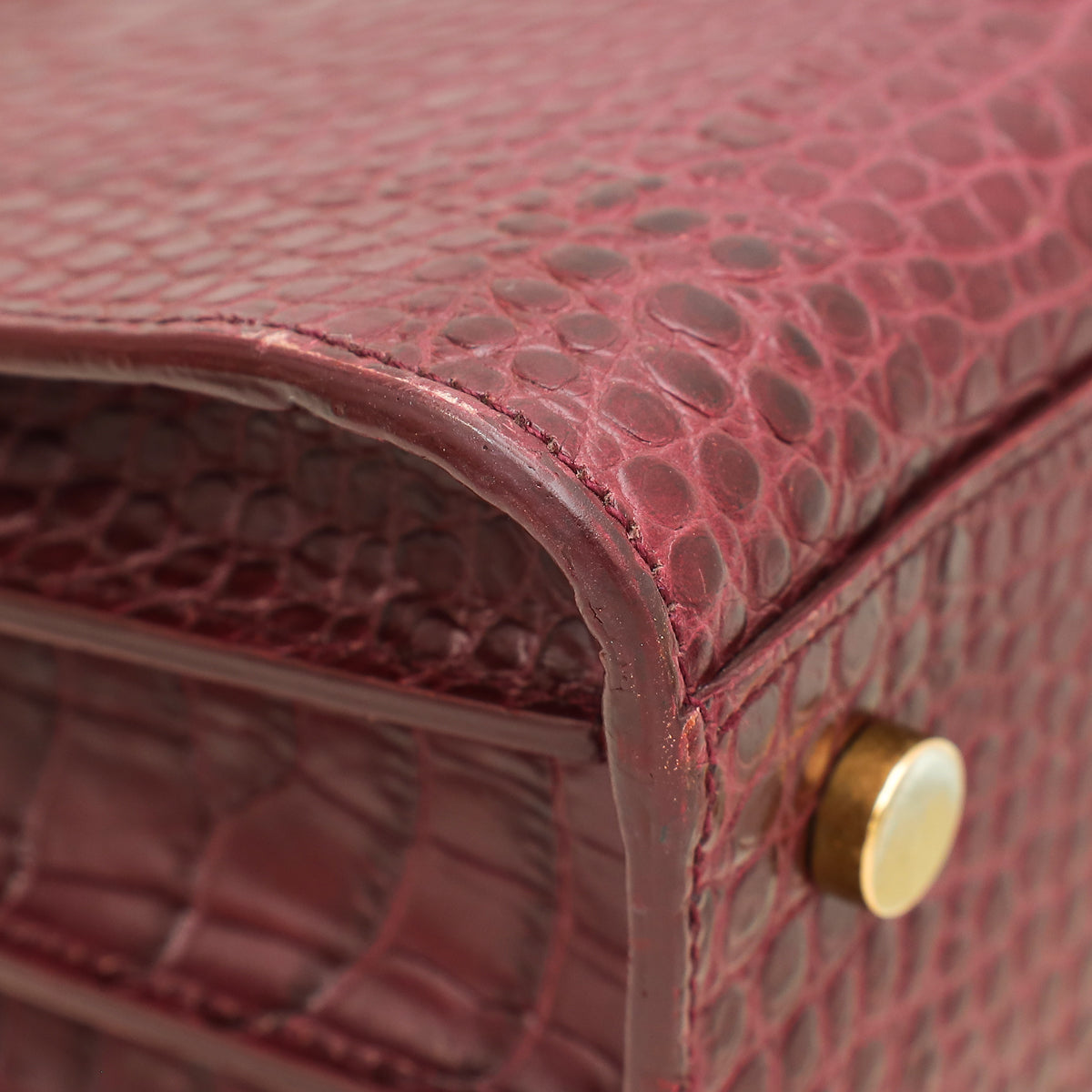 YSL Burgundy Croco Embossed Baby Sac de Jour Bag