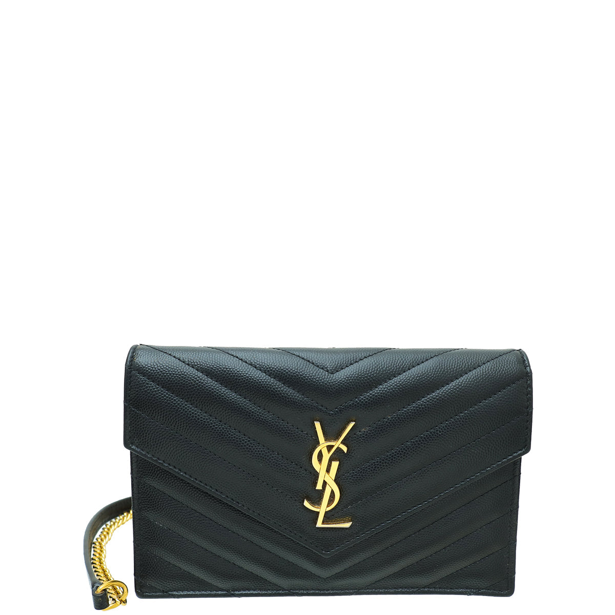 YSL Black Cassandra Classic Wallet On Chain