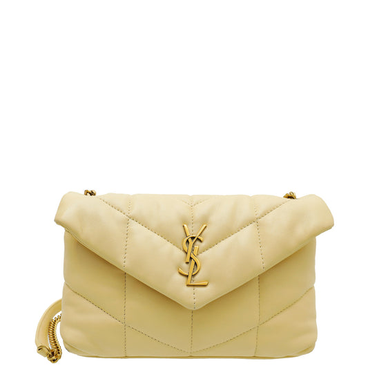 YSL Jaune Pale Toy Puffer Shoulder Bag