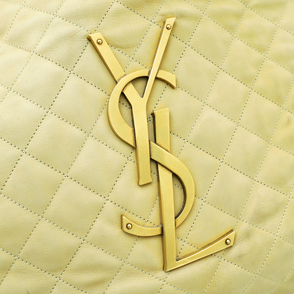 YSL Beige Quilted Nubuck Icare Maxi Shopping Bag