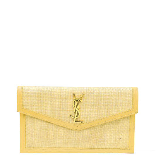 YSL Natural Micro Raffia Uptown Pouch