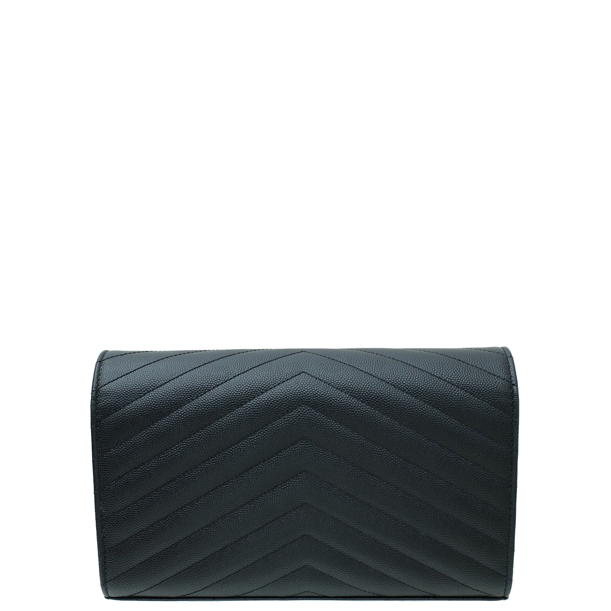 YSL Black Cassandre Chevron Wallet On Chain