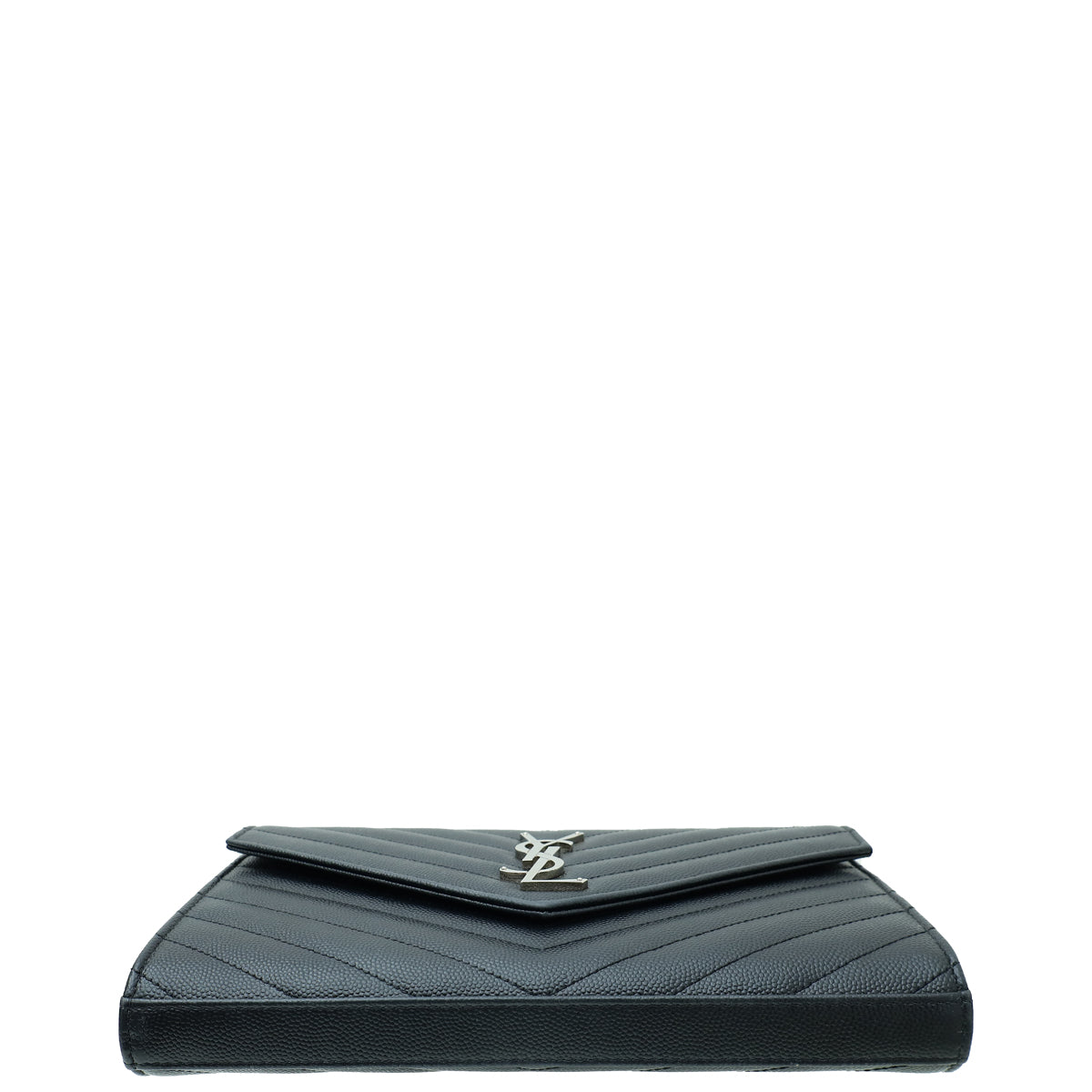 YSL Black Cassandre Chevron Wallet On Chain