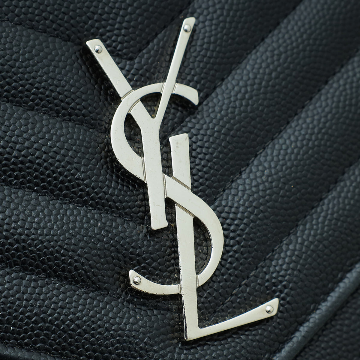 YSL Black Cassandre Chevron Wallet On Chain