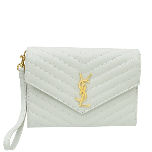 YSL Vintage White Cassandre Envelope Pouch