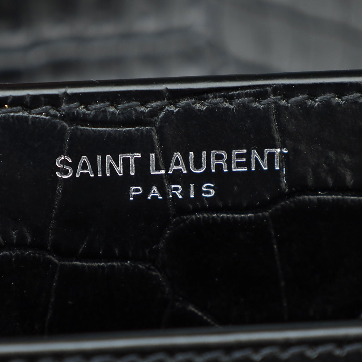 YSL Black Croco Embossed Sunset Medium Bag