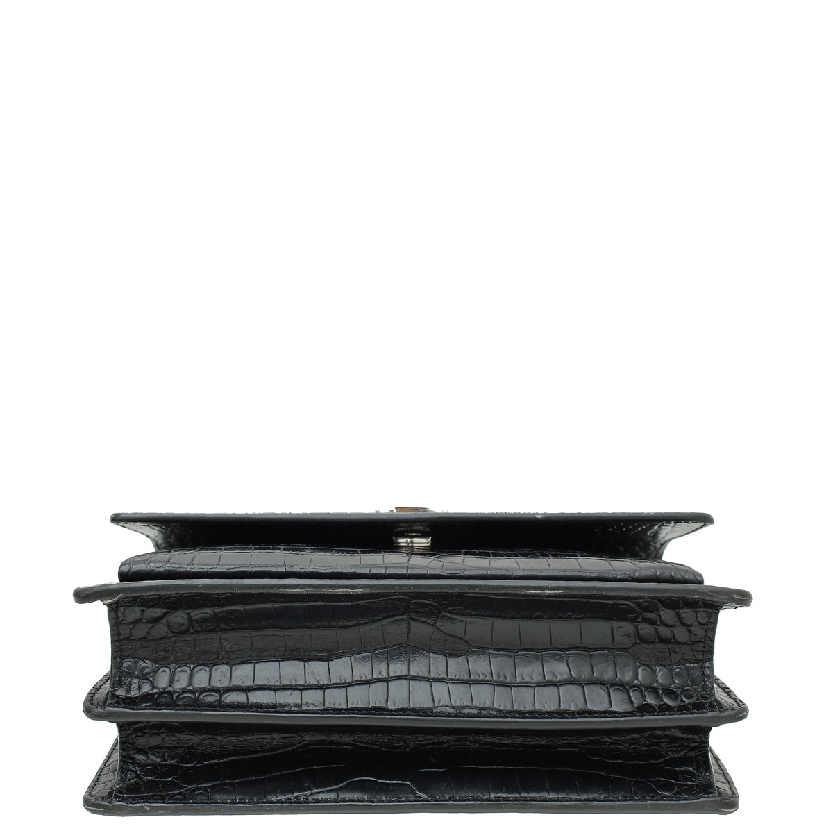 YSL Black Croco Embossed Sunset Medium Bag