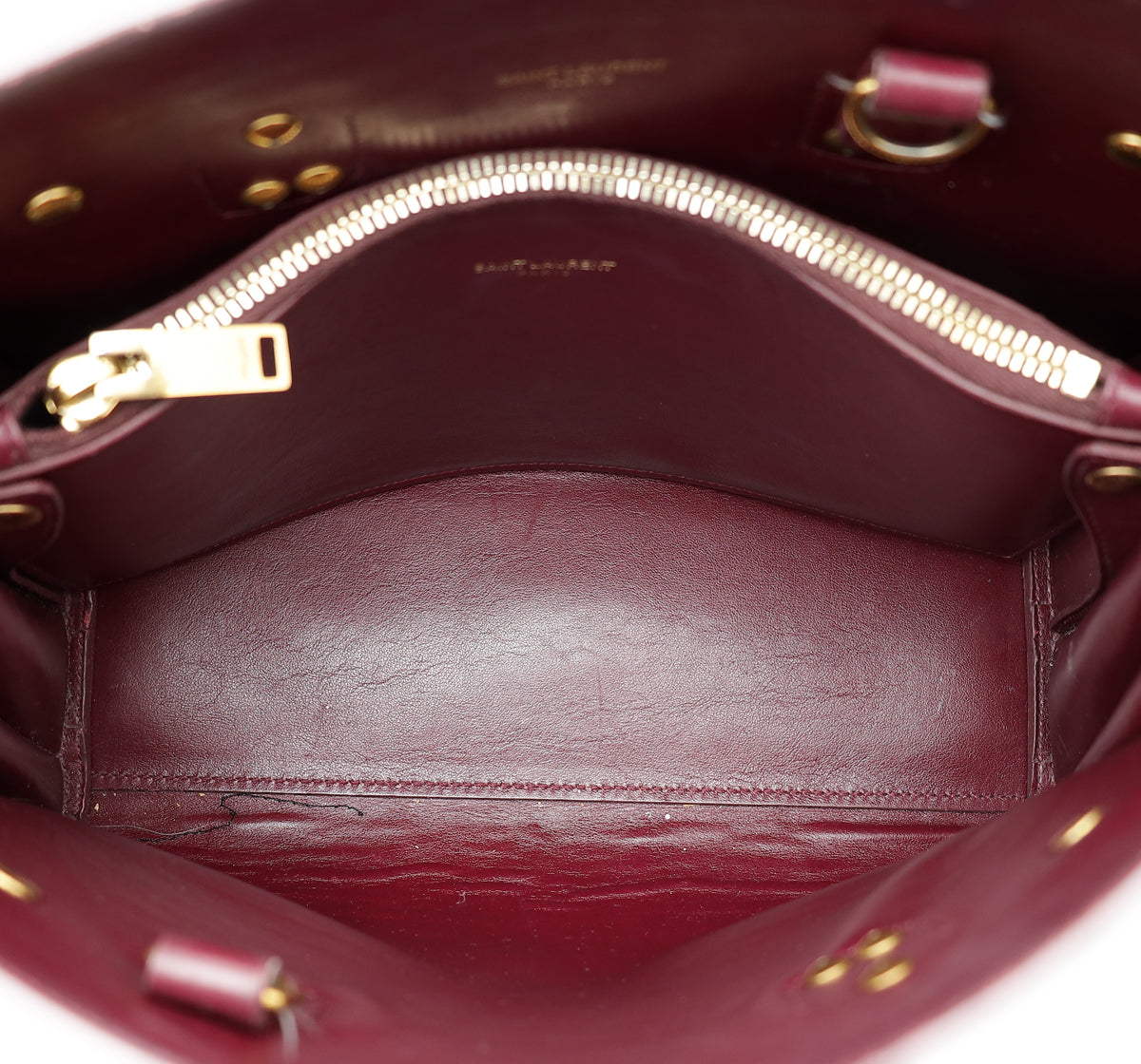 YSL Burgundy Croco Embossed Baby Sac De Jour Bag